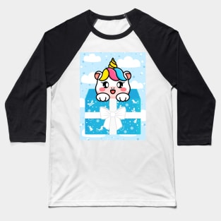 Cute Unicorn in a gift box Baseball T-Shirt